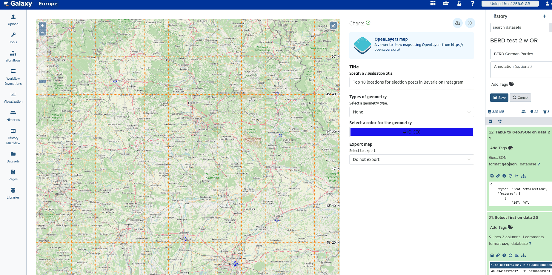 Map visalising top 10 locations of election posts