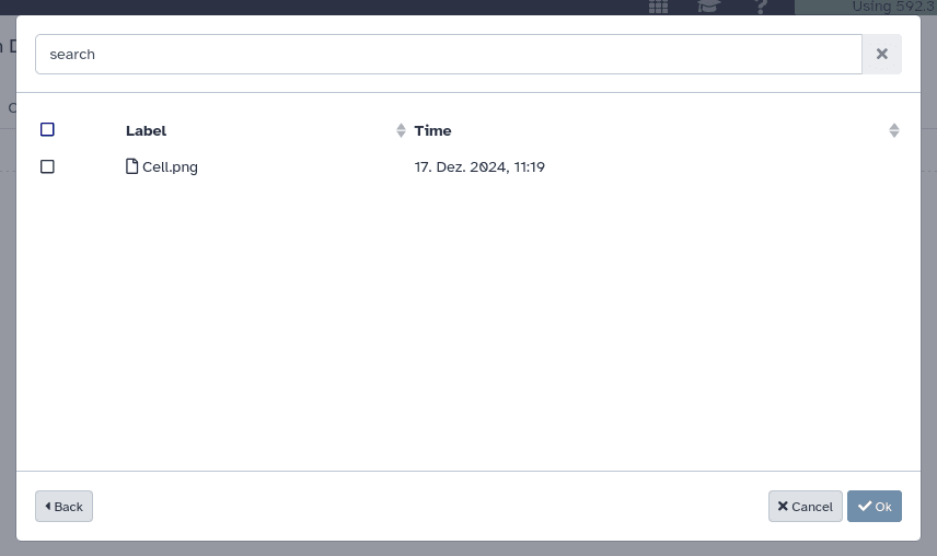 Files attached to the microscopy experiment