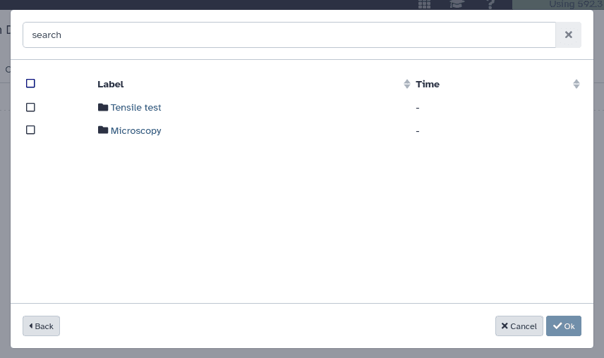 Experiments listed by Galaxy