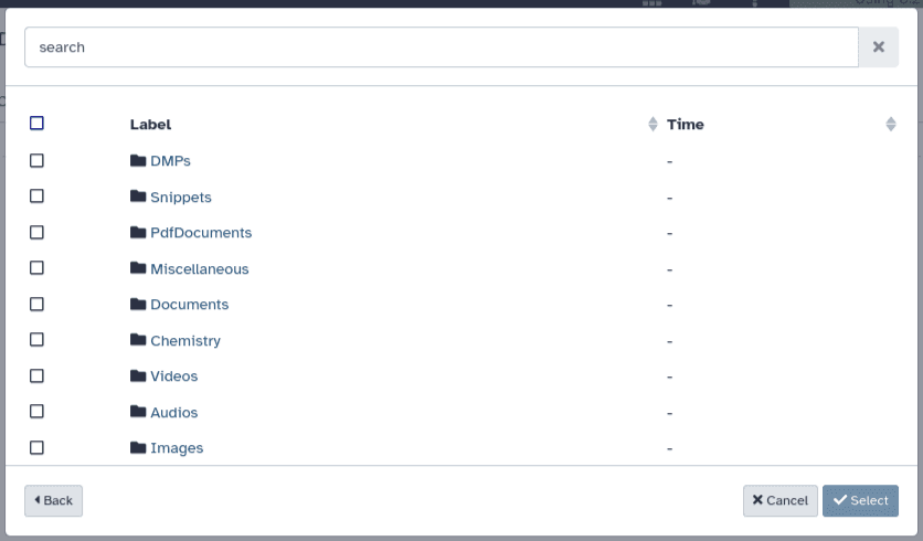 RSpace's Gallery categories listed by Galaxy