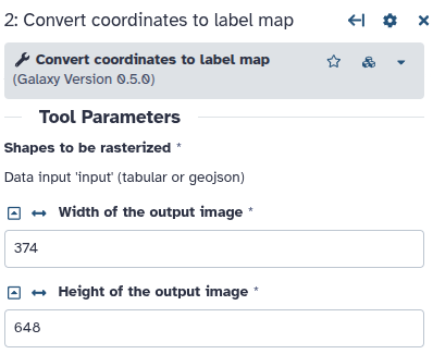 Convert coordinates to label map tool parameters
