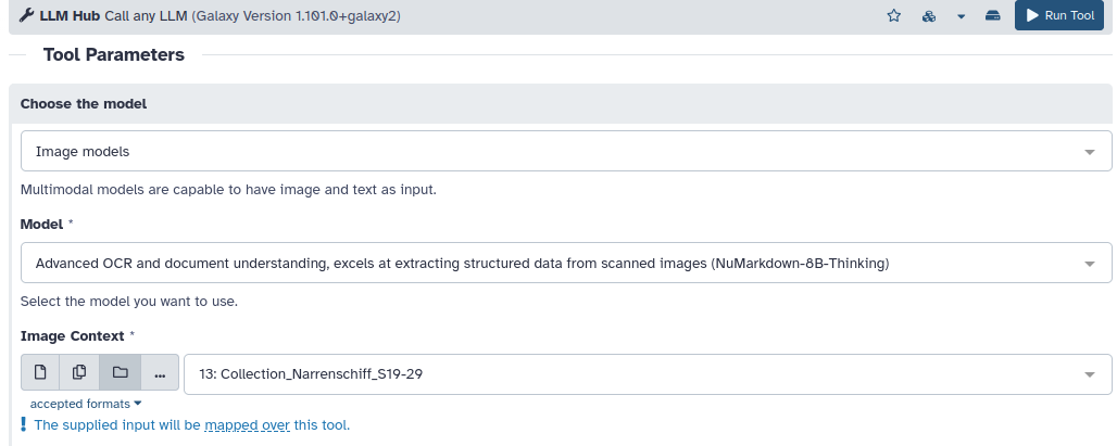 The LLMHub showing configurations to set up NuMarkdown